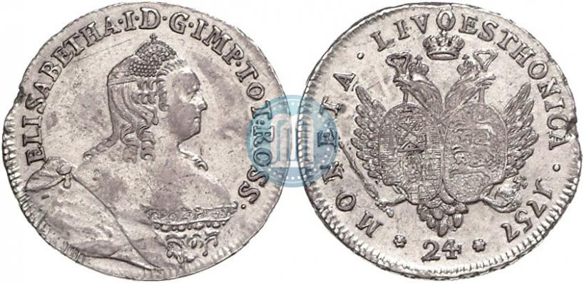 Picture 24 kopecks 1757 year  "For Livonia"