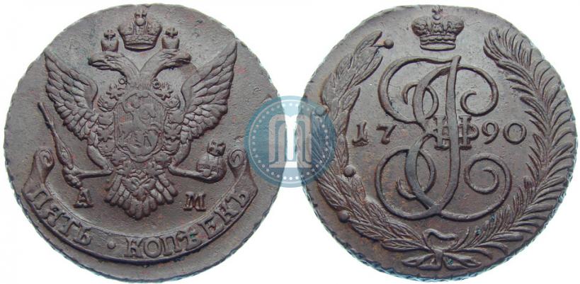Picture 5 kopecks 1790 year АМ 