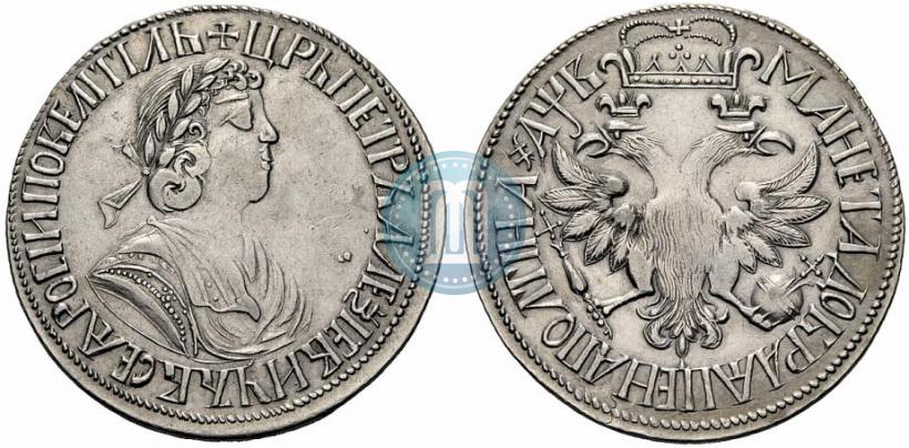 Picture Poltina 1702 year  "With a ribbon near the wreath"
