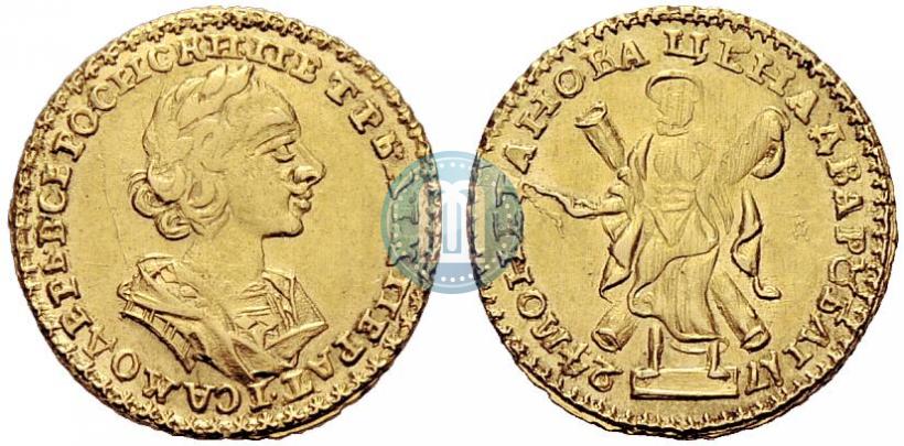 Picture 2 roubles 1724 year  "Portrait in ancient armour"
