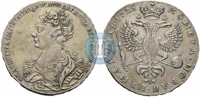 Picture 1 rouble 1725 year  "Moscow type, portrait turned to the left"