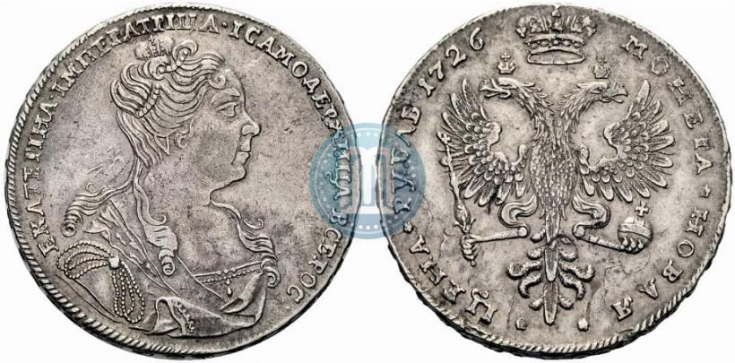 Picture 1 rouble 1726 year  "Moscow type, portrait turned to the right"