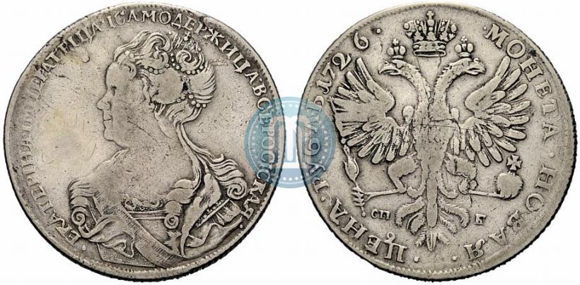 Picture 1 rouble 1726 year СПБ "Petersburg type, portrait turned to the left"