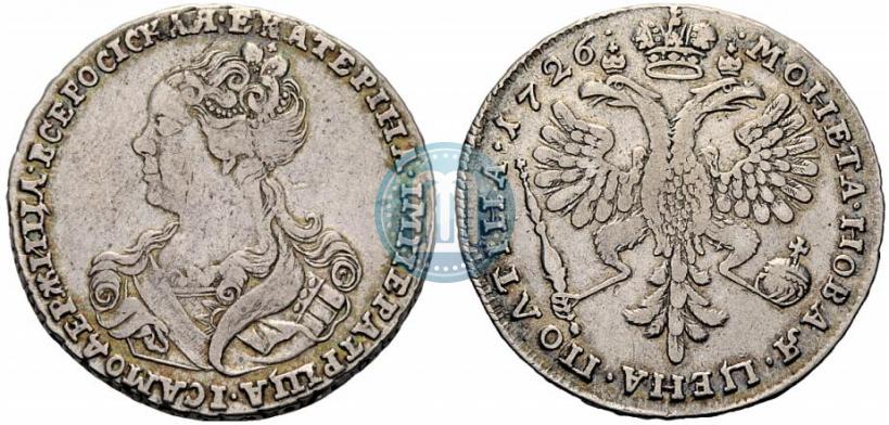 Picture Poltina 1726 year  "Moscow type, portrait turned to the left"