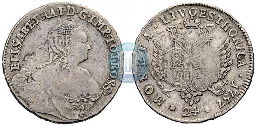 Picture 24 kopecks 1757 year  "For Livonia"
