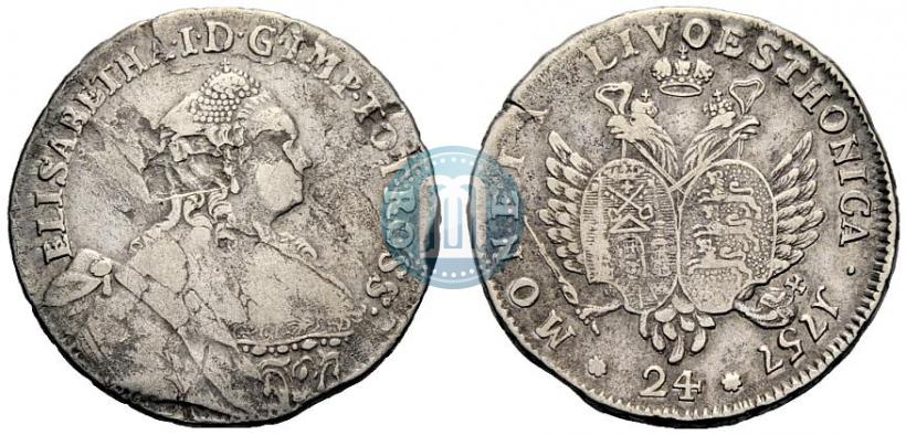 Picture 24 kopecks 1757 year  "For Livonia"