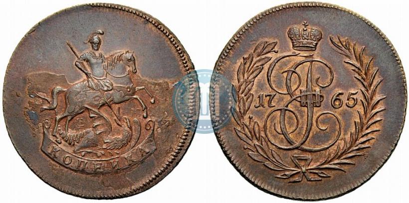 Picture 1 kopeck 1765 year ЕМ 