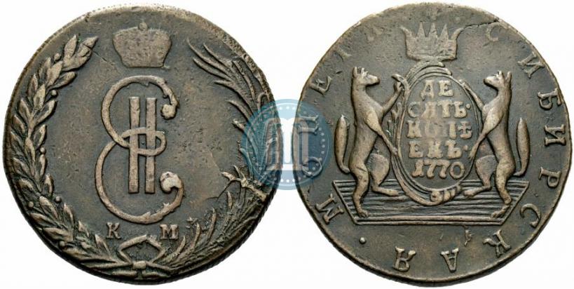 Фото 10 копеек 1770 года КМ 
