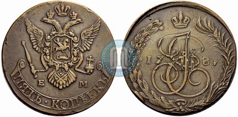 Фото 5 копеек 1787 года ЕМ 