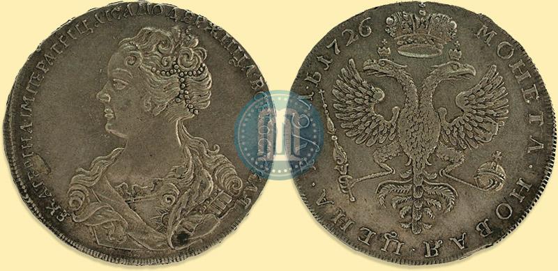 Picture 1 rouble 1726 year  "Moscow type, portrait turned to the left"
