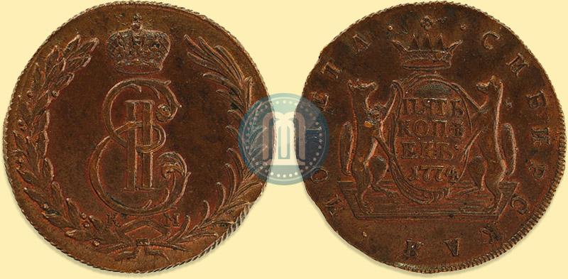 Фото 5 копеек 1774 года КМ 