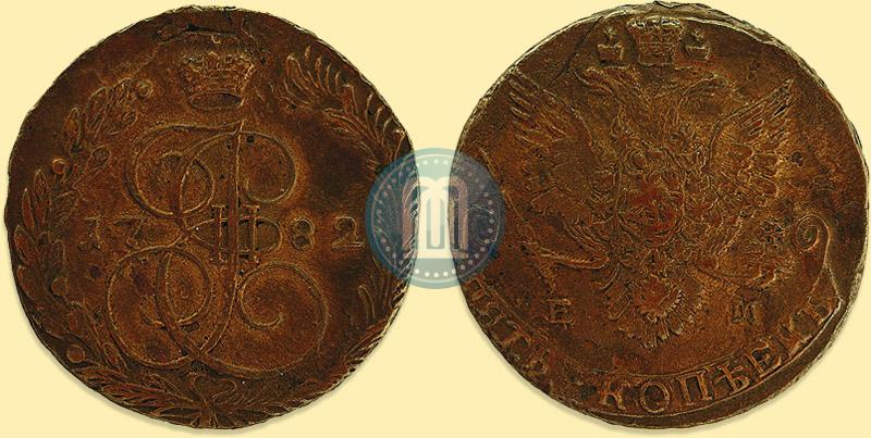 Фото 5 копеек 1782 года ЕМ 