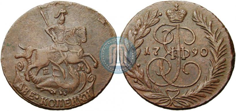 Picture 2 kopecks 1790 year ЕМ 