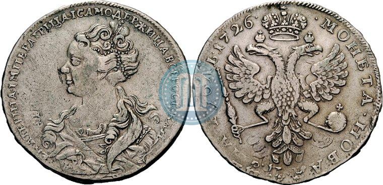 Picture 1 rouble 1726 year СПБ "Petersburg type, portrait turned to the left"