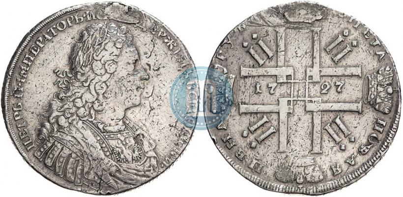 Picture 1 rouble 1727 year  "Monogram on the reverse. Pattern"