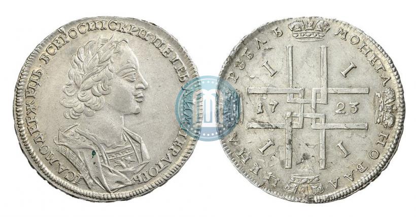 Фото 1 рубль 1723 года  "Портрет в античных доспехах"
