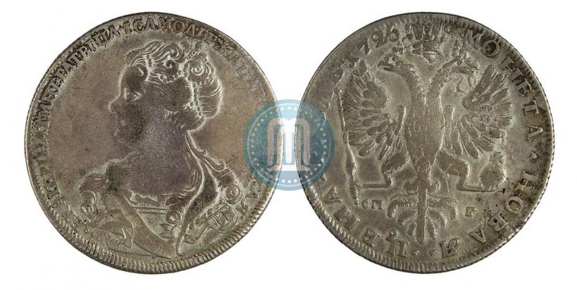 Фото 1 рубль 1726 года СПБ "Петербургский тип, портрет влево"