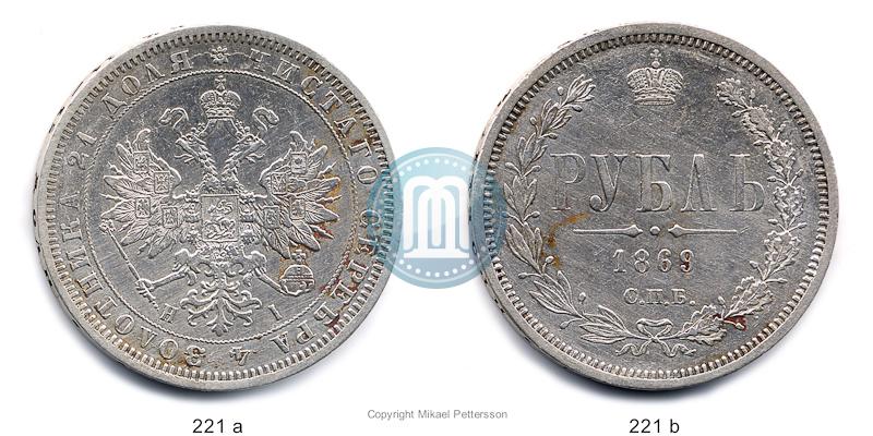 Picture 1 rouble 1869 year СПБ-НІ 