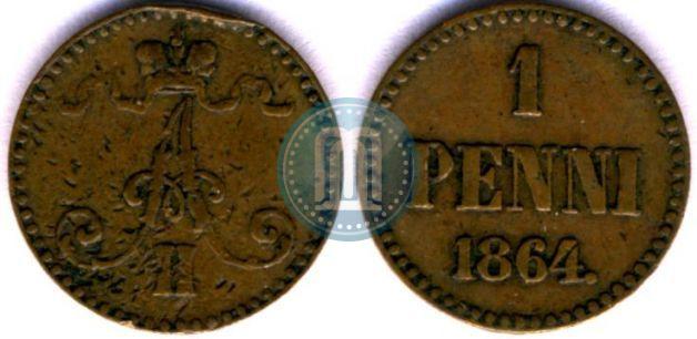 Фото 1 пенни 1864 года  