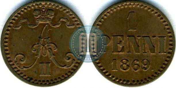 Фото 1 пенни 1869 года  