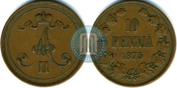 Фото 10 пенни 1875 года  