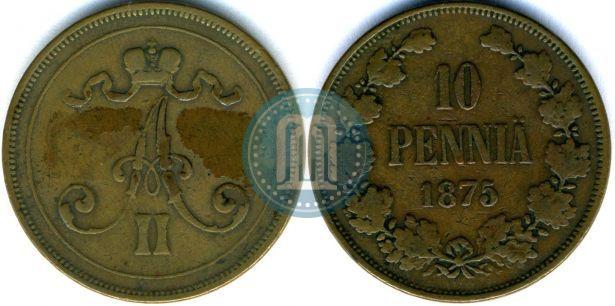 Фото 10 пенни 1875 года  