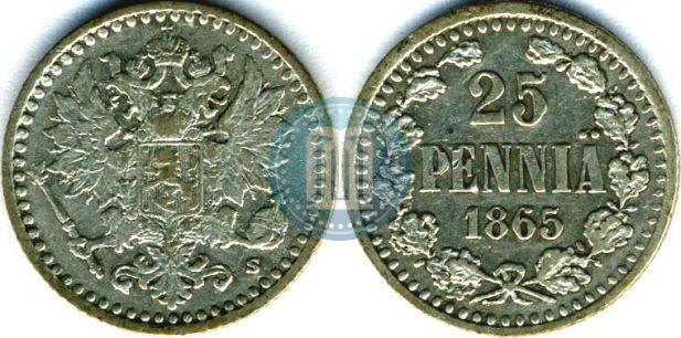 Фото 25 пенни 1865 года S 