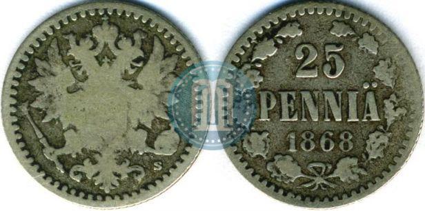 Фото 25 пенни 1868 года S 