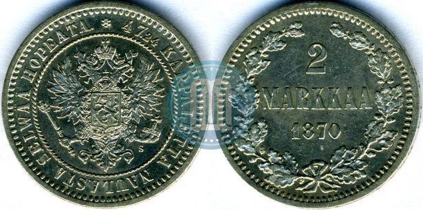 Picture 2 markkaa 1870 year S 