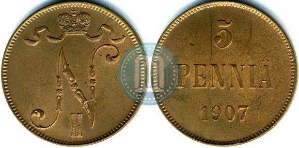 Picture 5 pennia 1907 year  