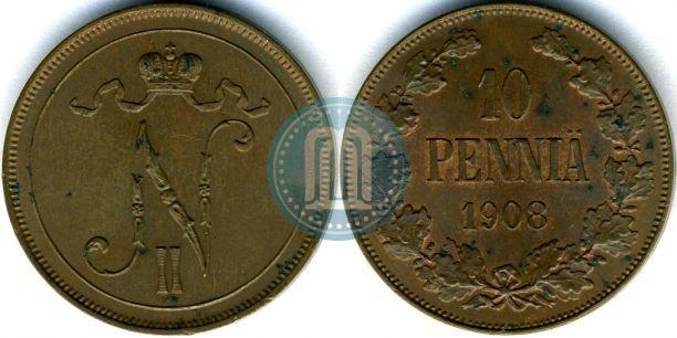 Picture 10 pennia 1908 year  