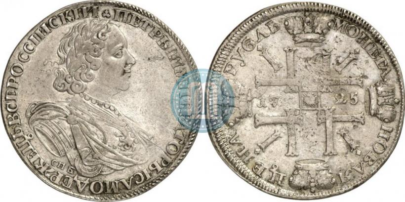 Picture 1 rouble 1725 year СПБ "Sun rouble, portrait in armour"