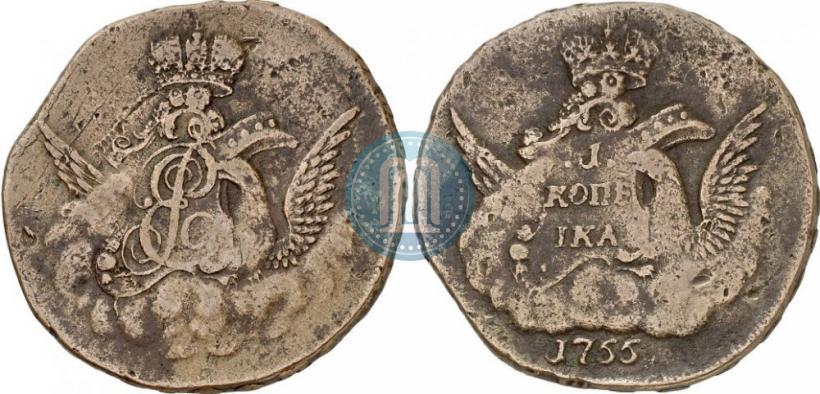 Фото 1 копейка 1755 года  