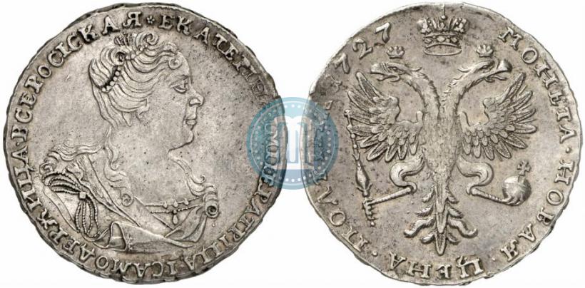 Фото Полтина 1727 года  "Московский тип, портрет вправо"