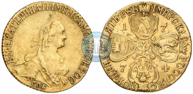 Picture 5 roubles 1774 year СПБ 