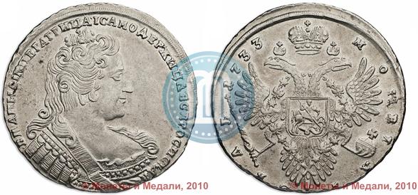 Фото 1 рубль 1733 года  
