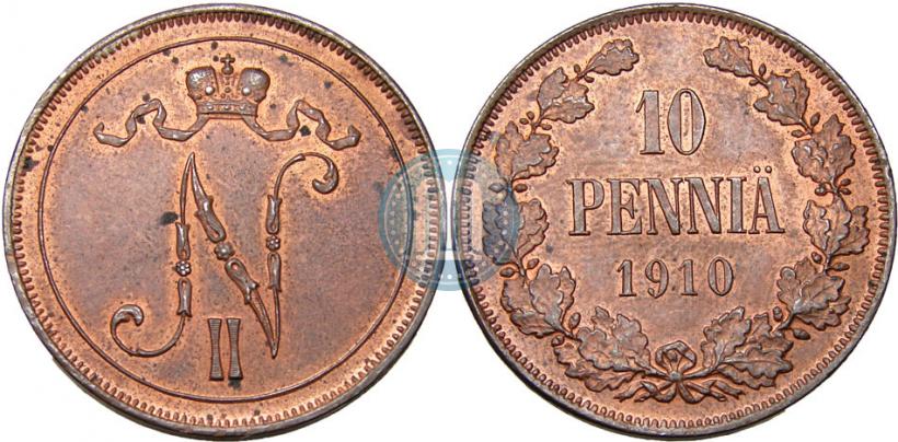 Picture 10 pennia 1910 year  