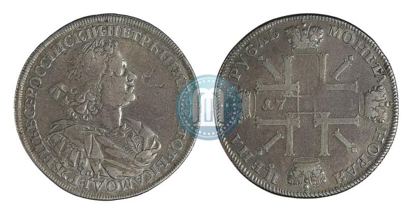 Фото 1 рубль 1725 года СПБ "Солнечный, в наплечниках"