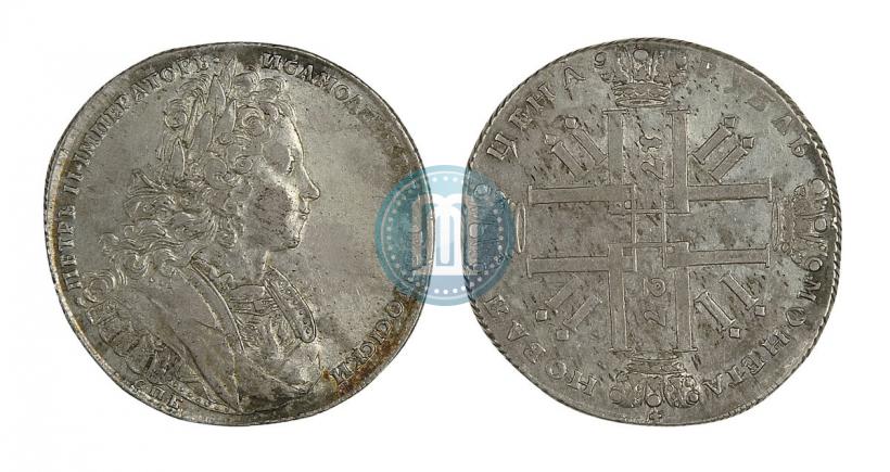 Фото 1 рубль 1727 года СПБ "Петербургский тип"