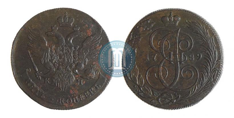 Фото 5 копеек 1789 года КМ 