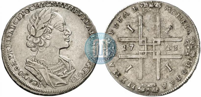 Фото 1 рубль 1723 года  "Портрет в античных доспехах"