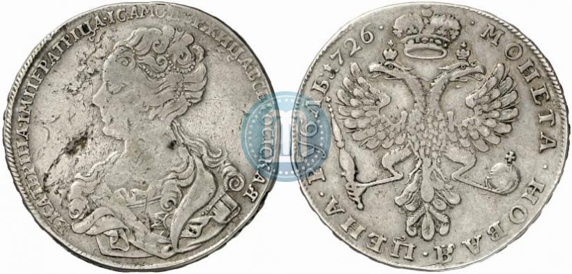 Picture 1 rouble 1726 year  "Moscow type, portrait turned to the left"