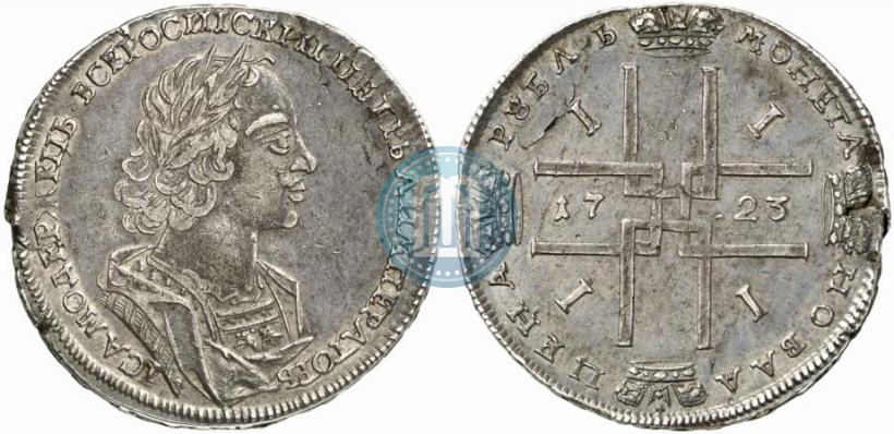 Фото 1 рубль 1723 года  "Портрет в античных доспехах"