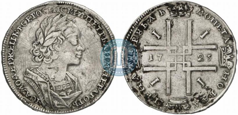Фото 1 рубль 1723 года  "Портрет в античных доспехах"