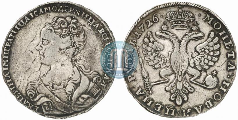 Picture 1 rouble 1726 year  "Moscow type, portrait turned to the left"