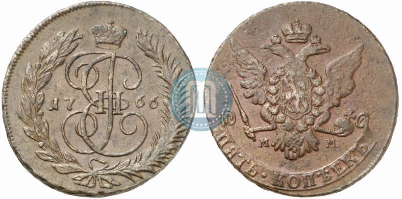 Фото 5 копеек 1766 года ММ 