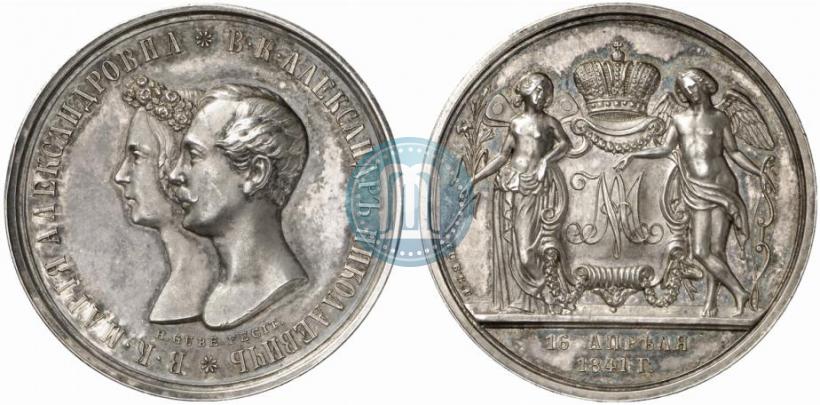 Фото Медаль 1841 года H. GUBE. FECIT "В память бракосочетания наследника престола"