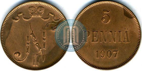Picture 5 pennia 1907 year  