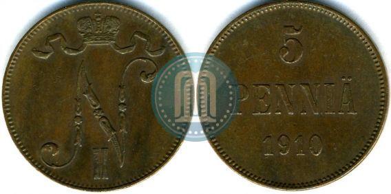 Picture 5 pennia 1910 year  