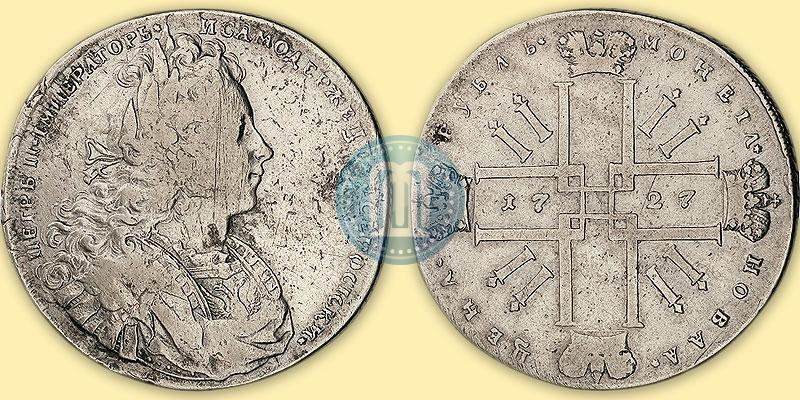 Picture 1 rouble 1727 year  "Monogram on the reverse. Pattern"